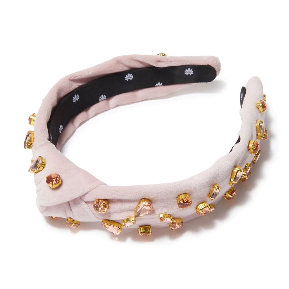 LELE SADOUGHI SPARKLING BLUSH VELVET SLIM CANDY JEWELED KNOTTED HEADBAND